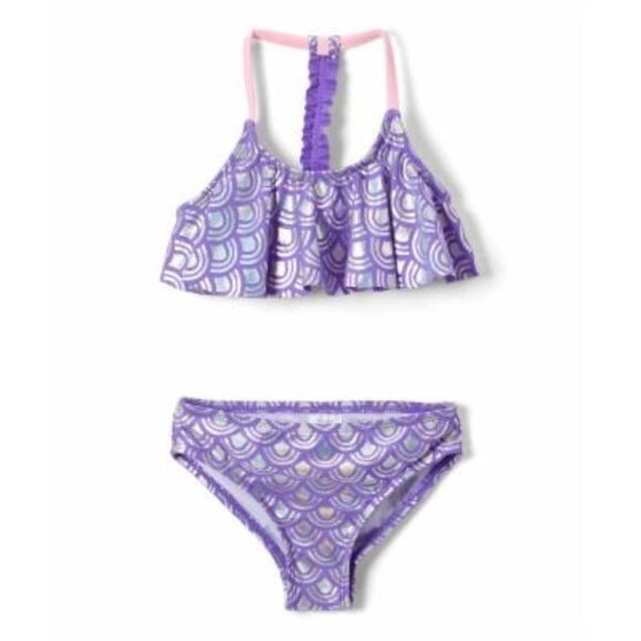 Freestyle Revolution Girl's Two-Piece Bikini - Purple & Pink Sparkling Fish Scal - Picture 1 of 2